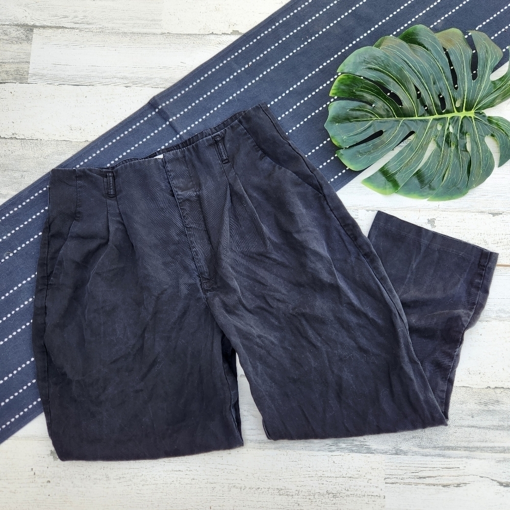 Abercrombie & Fitch Lyocell Straight Leg Ankle Pants Black Size Large